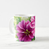 Purple Watercolor Flower Illustration コーヒーマグカップ (正面左)