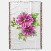 Purple Watercolor Flower Illustration  スローブランケット (正面縦)