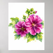 Purple Watercolor Flower Illustration  ポスター (正面)
