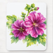 Purple Watercolor Flower Illustration  マウスパッド (正面)
