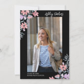 Purple watercolor flowers with gold Glitter 招待状 (裏面)