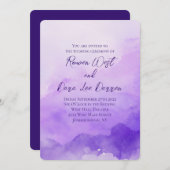 Purple Watercolor Ombre Painting Wedding 招待状 (正面/裏面)