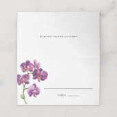 Purple Watercolor Orchids Tropical Wedding プレイスカード (外部開封)