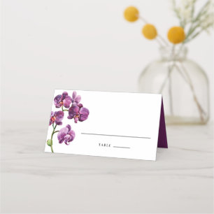 Purple Watercolor Orchids Tropical Wedding プレイスカード