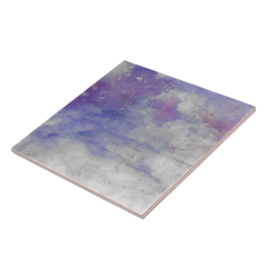 Purple Watercolor Square Art Tile  タイル (側面)