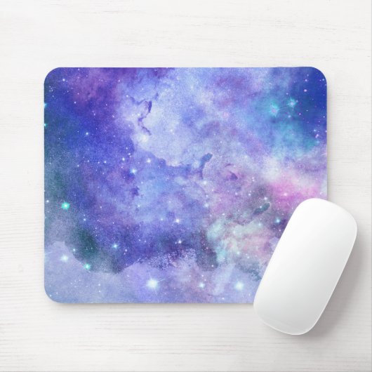 Purple Watercolor Starry Sky Space Lover Galaxy マウスパッド (マウス)