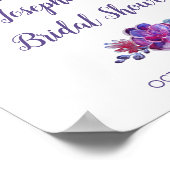 Purple Watercolor Succulents Foliage Bridal Shower ポスター (角)