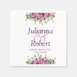 Purple watercolor wildflowers napkins スタンダードカクテルナプキン