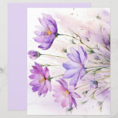 Purple Watercolor Wildflowers Scrapbook Papers (正面/裏面)