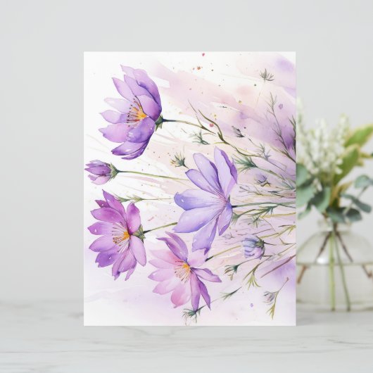 Purple Watercolor Wildflowers Scrapbook Papers (スタンド正面)