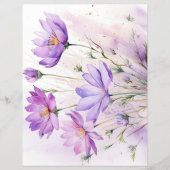 Purple Watercolor Wildflowers Scrapbook Papers (正面)