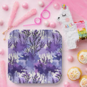 Purple Watercolor with Florals ペーパープレート (パーティー)