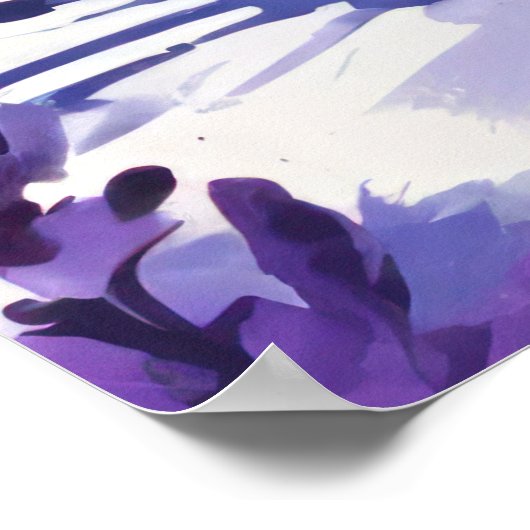 Purple Watercolor with Florals ポスター (角)