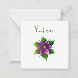 Purple Watercolour Flower Thank You Flat Notecard ノートカード