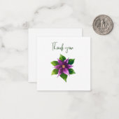 Purple Watercolour Flower Thank You Flat Notecard ノートカード (正面/裏面インサイチュ)