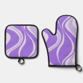 Purple Waves Oven Mitt Set 鍋つかみ&鍋敷きセット (正面)