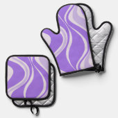 Purple Waves Oven Mitt Set 鍋つかみ&鍋敷きセット (正面/裏面)