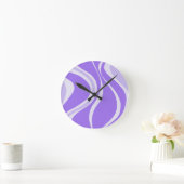 Purple Waves Wall Clock ラウンド壁時計 (ホーム)