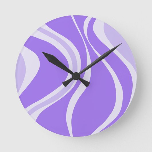Purple Waves Wall Clock ラウンド壁時計 (正面)