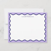 Purple Wavy Frame Note Card with Striped Back 招待状 (正面)