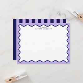 Purple Wavy Frame Note Card with Striped Back 招待状