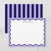 Purple Wavy Frame Note Card with Striped Back 招待状 (正面/裏面)
