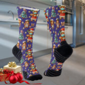 Purple Whimsical Christmas Gingerbread Girl Nurse  ソックス