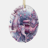 Purple Whimsical Christmas Reindeer セラミックオーナメント (右)