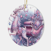 Purple Whimsical Christmas Reindeer セラミックオーナメント (左)