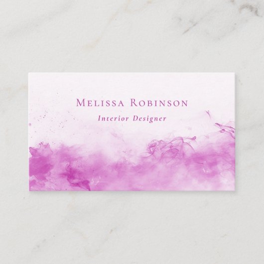 Purple & White Abstract Smoke QR Code Social Media 名刺 (正面)