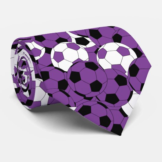 Purple, White and Black Soccer Ball Collage ネクタイ (ロール)
