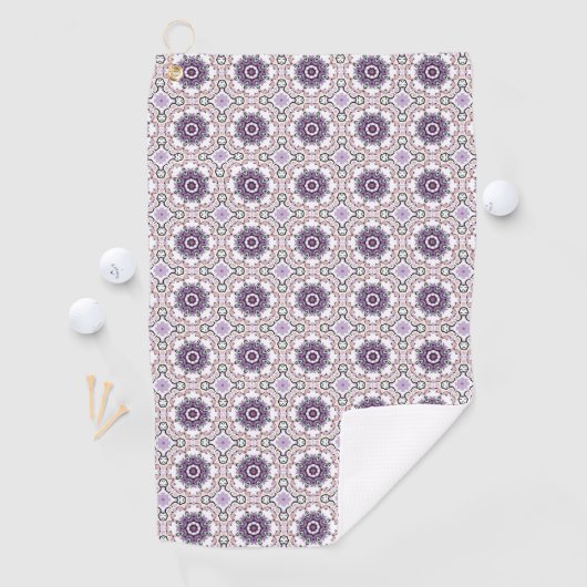 Purple, white and gray geometric mandala pattern ゴルフタオル (インサイチュ)