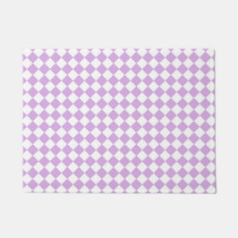 Purple White Checker Diamond Pattern ドアマット