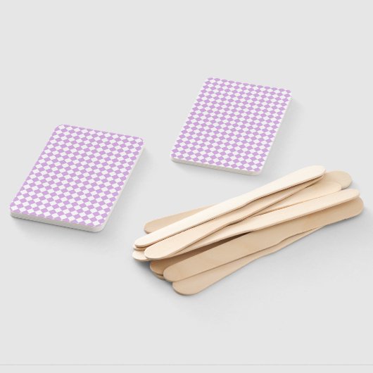 Purple White Checker Diamond Pattern ハンドファン (組立なし)