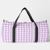 Purple White Checker Diamond Pattern Large ダッフルバッグ (正面)