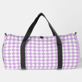 Purple White Checker Diamond Pattern Large ダッフルバッグ (裏面)