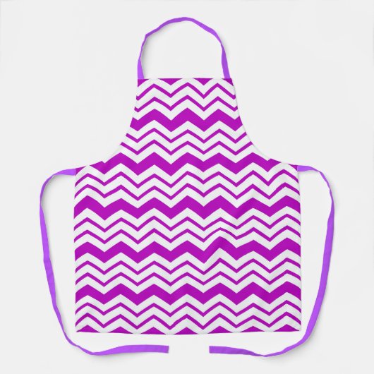 Purple White Chevron Zigzag Pattern Design  エプロン (正面)