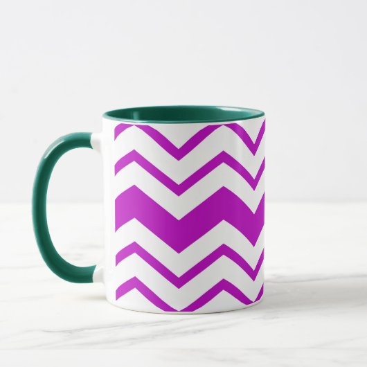 Purple White Chevron Zigzag Pattern Design  マグカップ (左)