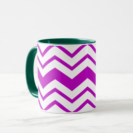 Purple White Chevron Zigzag Pattern Design  マグカップ (正面左)