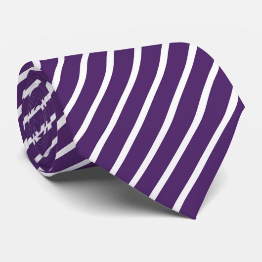 Purple White Diagonal Stripes Tie ネクタイ (ロール)