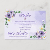 Purple White Floral Gold Frame Wedding Details エンクロージャーカード (裏面)