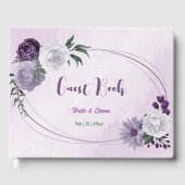 purple white flowers greenery wedding ゲストブック (正面)