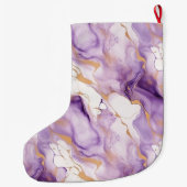 Purple White Gold Abstract ラージクリスマスストッキング (裏面)