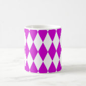 Purple White Harlequin Diamonds Checkers Design  コーヒーマグカップ (中央)