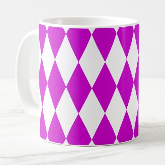 Purple White Harlequin Diamonds Checkers Design  コーヒーマグカップ