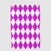 Purple White Harlequin Diamonds Checkers Design ゴルフタオル (正面)