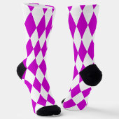 Purple White Harlequin Diamonds Checkers Design  ソックス