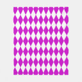 Purple White Harlequin Diamonds Checkers Design  フリースブランケット (正面)