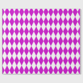 Purple White Harlequin Diamonds Checkers Design  ラッピングペーパー (フラット)