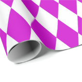 Purple White Harlequin Diamonds Checkers Design  ラッピングペーパー (ロールコーナー)